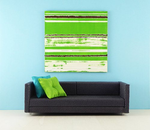 Bright Green Mini Abstract Painting modern dollhouse