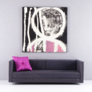 Mini Wall Art, Pink and Black, Abstract Painting