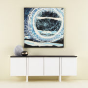 Miniature Painting, Blue,Black and White, Abstract Artwork