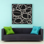 Contemporary Artwork, Black and White Ovals, Mid-Century