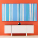 Mini Abstract Art, Blue and White Stripe Modular Painting
